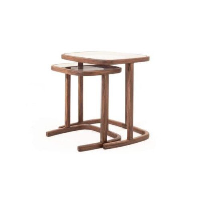 Luxuriöses Ablagentisch-Set Designer Couchtische Weiße Holzplatte 2tlg