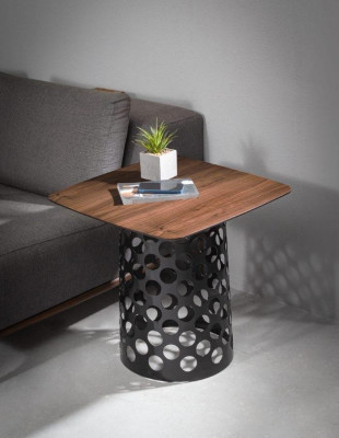 Luxuriöser Metalltisch Designer Holzplatte Wohnzimmer Beistelltisch