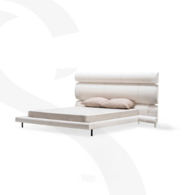 Luxuriöses Weißes Polsterbett Designer Doppelbett Bettrahmen Holzgestell