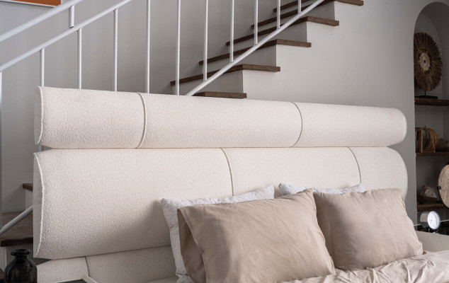 Luxuriöses Weißes Polsterbett Designer Doppelbett Bettrahmen Holzgestell
