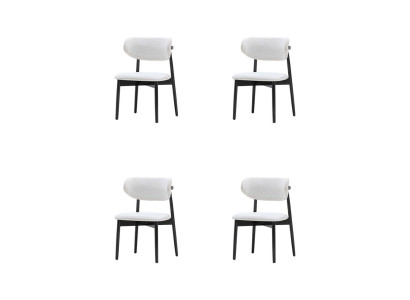 Esszimmer Sitzstühle Weiß-Schwarze Stuhgarnitur Designer Lehnstühle