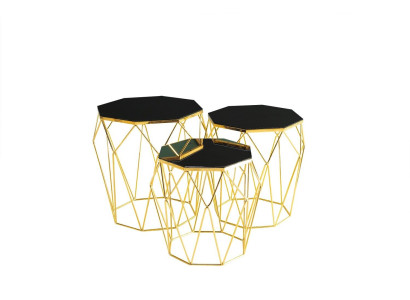 Beistelltische Komplette Kaffeetische Sofatische 3tlg Couchtische Gold