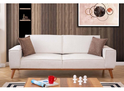Weiße Wohnzimmer Garnitur Stilvoller 3-Sitzer Designer Sessel 2tlg Set