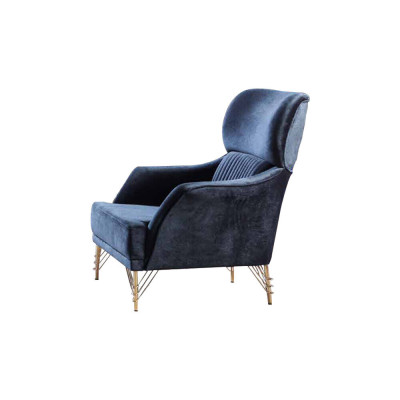 Blaues Wohnzimmer Set Designer 3-Sitzer Polstersessel Luxus Möbel 2tlg