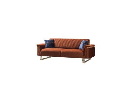 Oranger Dreisitzer Luxuriöses Stoffsofa Moderne Wohnzimmer Sitzmöbel