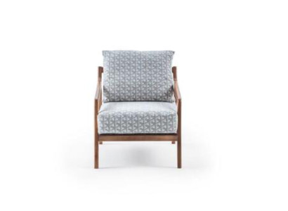 Wohnzimmer Weißer Holzgestell Sessel Roubster Stoff Stilvoller Einsitzer