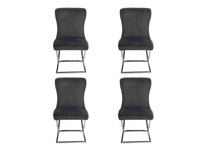 Сhesterfield Schwarz 4x Stühle Ohne Armlehnen Metallrahmen Esszimmer Stühle