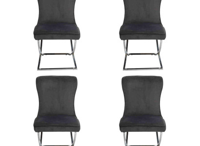 Сhesterfield Schwarz 4x Stühle Ohne Armlehnen Metallrahmen Esszimmer Stühle