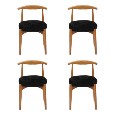 Modern Esszimmer Holz 4x Stühle Braun Ohne Armlehne Design gepolsterter Stuhl