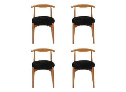 Modern Esszimmer Holz 4x Stühle Braun Ohne Armlehne Design gepolsterter Stuhl