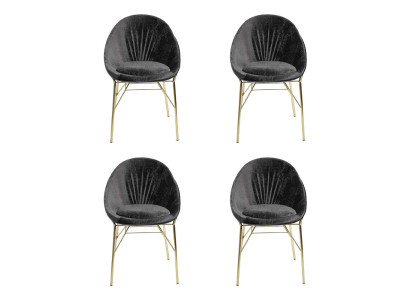 Luxus Design Schwarz 4x Stühle Ohne Armlehne Esszimmer Moderne Möbel