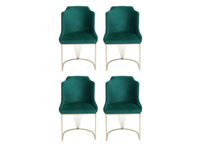 Designer Grüner Esszimmerstuhl 4x Stühle Luxus Einsitzer Moderne Esszimmer