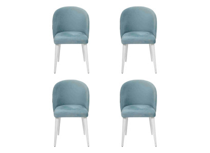 Modern Esszimmer Holz 4x Stühle Blau Ohne Armlehne Neu Design Polster Stuhl