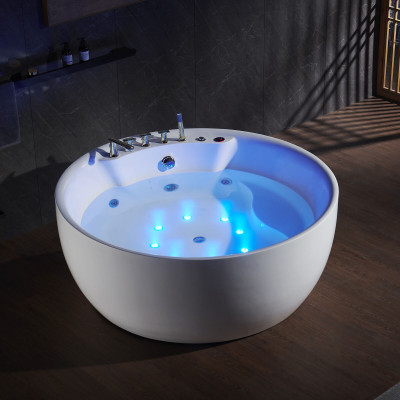Rund Badewanne Whirlpool Wanne Relax Wannen Spa Weiß 150cm Sprudel Massagedüsen