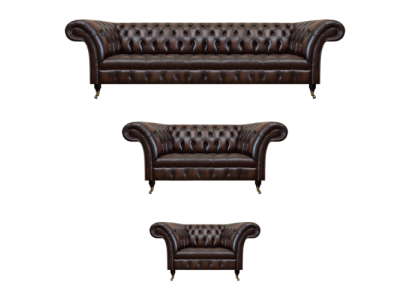 Chesterfield Leder Braun Wohnzimmer Polstermöbel Sofas Set Luxus Einrichtung