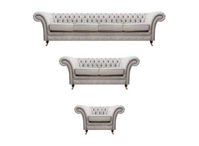 Chesterfield Grau Set Luxus Polstermöbel Sofas Komplett Wohnzimmer