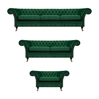 Chesterfield Sofagarnitur 3tlg Polstermöbel Grün Einrichtung Wohnzimmer 3+2+1