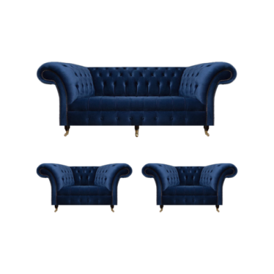 Chesterfield Luxus Einrichtung 2x Sessel Dreisitzer Sofa Couch Wohnzimmer 3+1+1