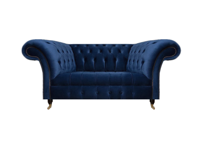 Sofa Zweisitzer Couch Polstermöbel Chesterfield Textil Blau Design Neu