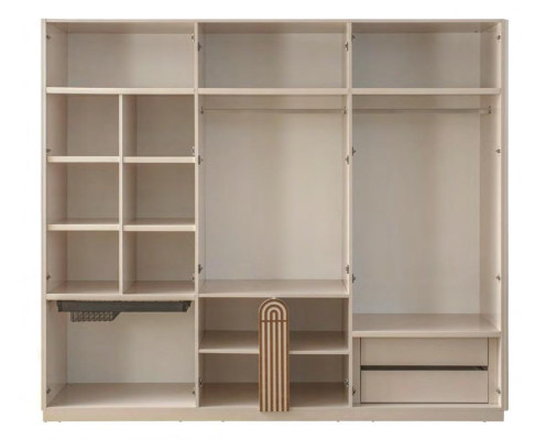 Moderner Beiger Kleiderschrank 6-türiger Schlafzimmer Schrank Holz Möbel