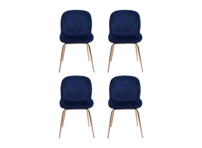 Gruppe Garnitur Blau Stühle 4x Stühle Set Textil Polster Sitz Esszimmer