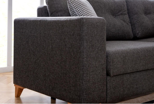 Exklusives Dunkelgraues Ecksofa Wohnzimmer Polstercouchen L-Form Sofa