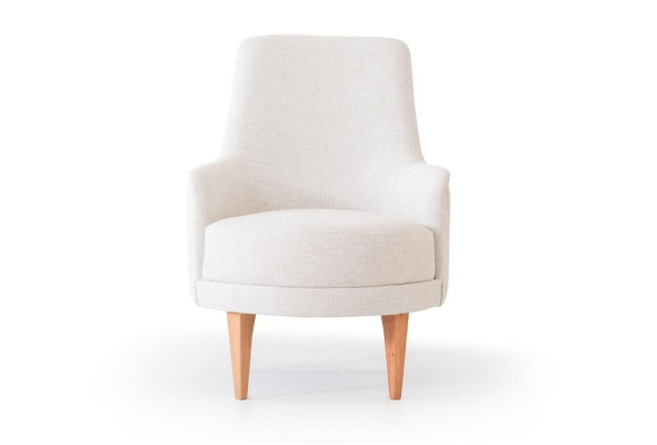 Weißer Textil Sessel Stilvoller Wohnzimmer Einsitzer Designer Lehnsessel