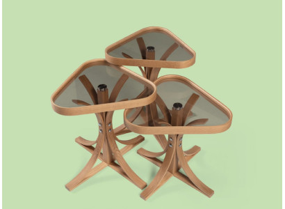 Exklusive Dreieckige Beistelltische Designer 3x Wohnzimmer Holztische