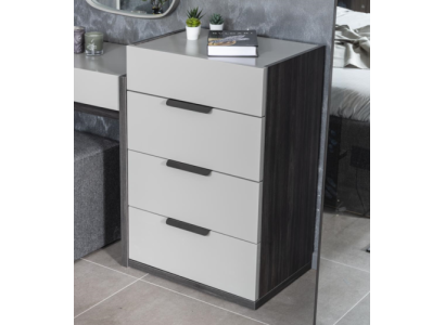 Grau-Weiße Edle Kommode Schlafzimmer Designer Holz 4-Schubladen Möbel