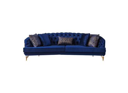 Blaue Wohnzimmer Chesterfield Sofagarnitur Luxus Polstersofas 4x Sitzer