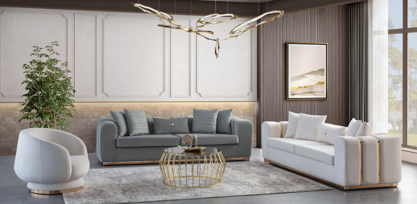 Wohnzimmer Sofas Designer Edelstahl Viersitzer Polster Moderne Couchen