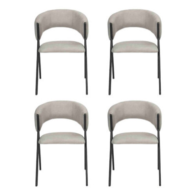 Esszimmer Textil Gruppe Set 4x Sessel Stuhl Design Stoff Polster Stühle