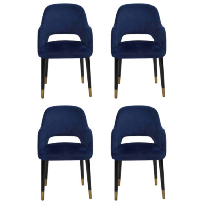Luxus 4x Stühle Luxus Blauer Küchenmöbel Designer Esszimmerstuhl Holzmöbel
