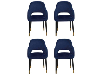 Luxus 4x Stühle Luxus Blauer Küchenmöbel Designer Esszimmerstuhl Holzmöbel