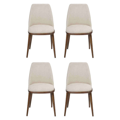 Weiße Stuhlgarnitur Designer 4x Küchenstühle Luxus Sitzmöbel Holzgestell