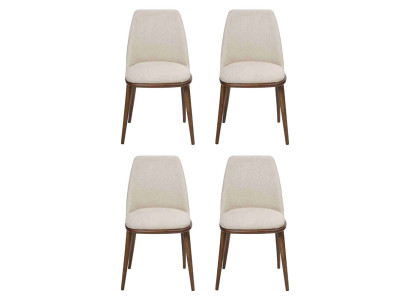 Weiße Stuhlgarnitur Designer 4x Küchenstühle Luxus Sitzmöbel Holzgestell