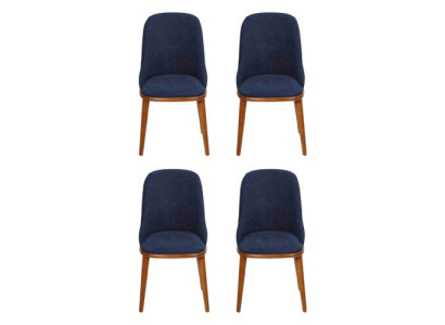 Stilvolle Blaue Esszimmerstühle Designer Holzgestell Moderner Küchenstuhl