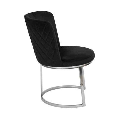 Schwarzer Designer 2x Stühle mit Edelstahlfüßen Moderne Esszimmerstühle