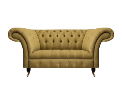 Gelb Chesterfield Zweisitzer Sofa Couch Wohnzimmer Möbel Luxus Polster Textil