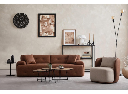 Braun Wohnzimmer Set Exklusive Sofagarnitur 3+1 Sitzer Neuheit 2tlg.