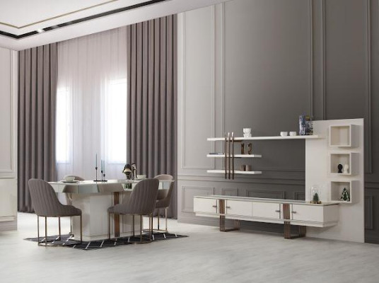 Esszimmer 6tlg. Set Esstisch Sideboard 4x Stühle Modern Neuheit Design