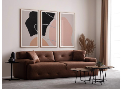 3-Sitzer Sofa Modern Holz Wohnzimmer Möbel Braun farbe Luxus Chesterfield