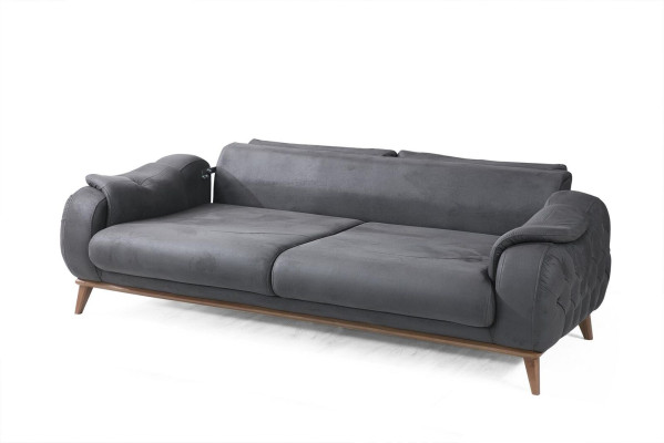 3-Sitzer Sofa Modern Holz Wohnzimmer Möbel Grau farbe Luxus Chesterfield