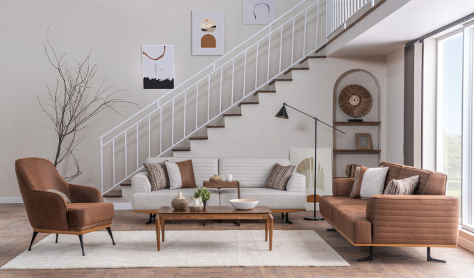 Luxus 3tlg Polstergarnitur Dreisitzer-Sofas & Sessel für Wohnzimmer