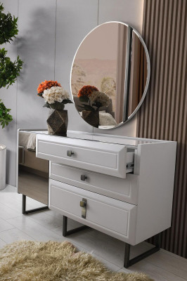 Weiße Schlafzimmer Garnitur Designer Schlafzimmer Bett Schrank Kommode