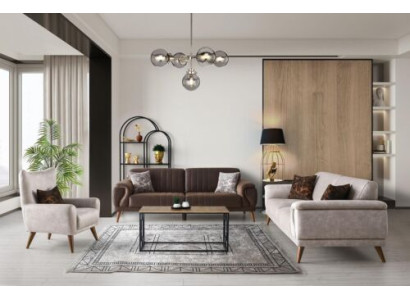 Moderne Polster Sofagarnitur Stoffsofas Textilcouchen Sessel 3tlg Set