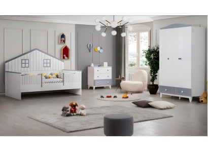 Kinderzimmer Möbel Komplettzimmer Mehrfarbig Kinderbett Kleiderschrank Kommod
