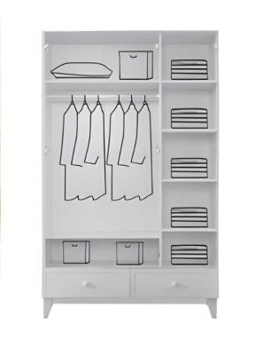 luxuriöse Kinderzimmer Weiß Modern Garnitur Kleiderschrank Kommode neu