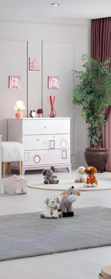 Kinderzimmer Set Mehrfarbig Komplett Kleiderschrank Kommode Helles 2tlg Neu