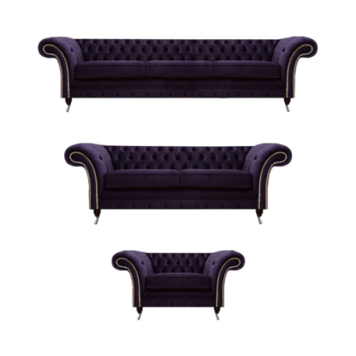 Polstermöbel Wohnzimmer Set 3tlg Chesterfield Textilsofas Sessel Einrichtung